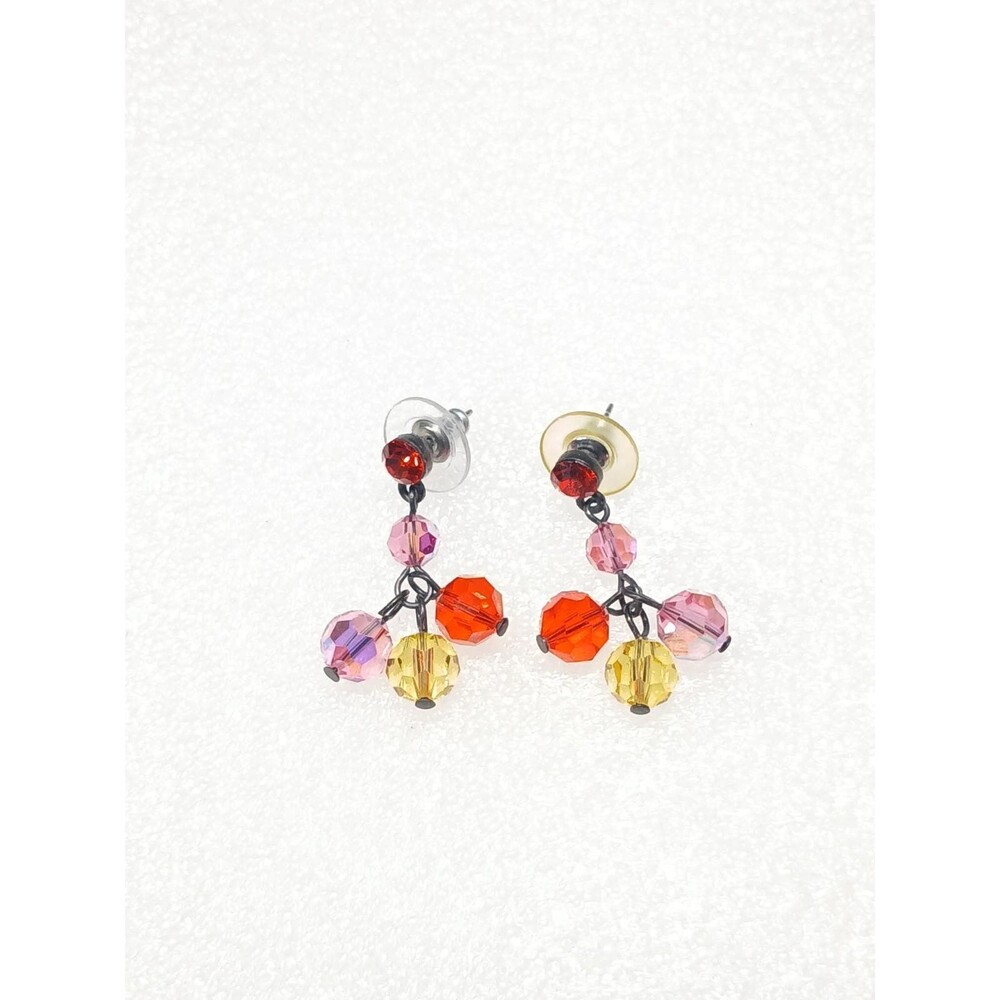 Multicolor Crystal Dangle Earrings 1.25"